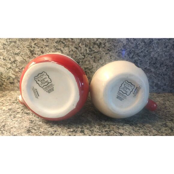 New~ Johanna Parker Holiday Christmas Santa & Snowman Mugs Red - Picture 3 of 3